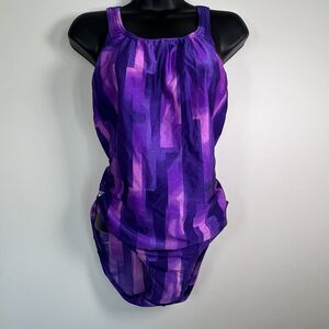 Vintage Speedo Swimsuit Womens 14 Swim Dive  Purple One Piece 90s